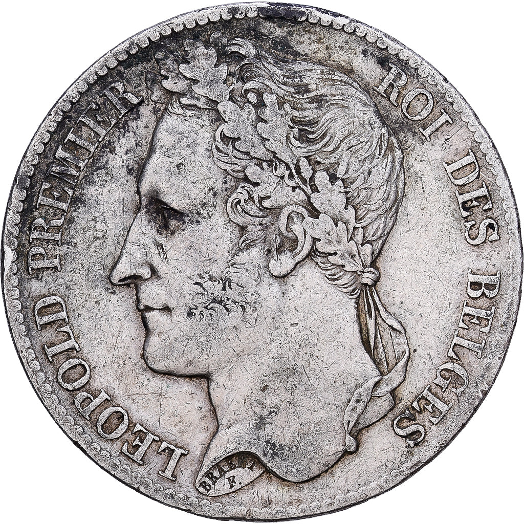 België, Leopold I, 5 Francs, 1833, Brussels, Tranche B, Zilver, FR+, KM:3.1