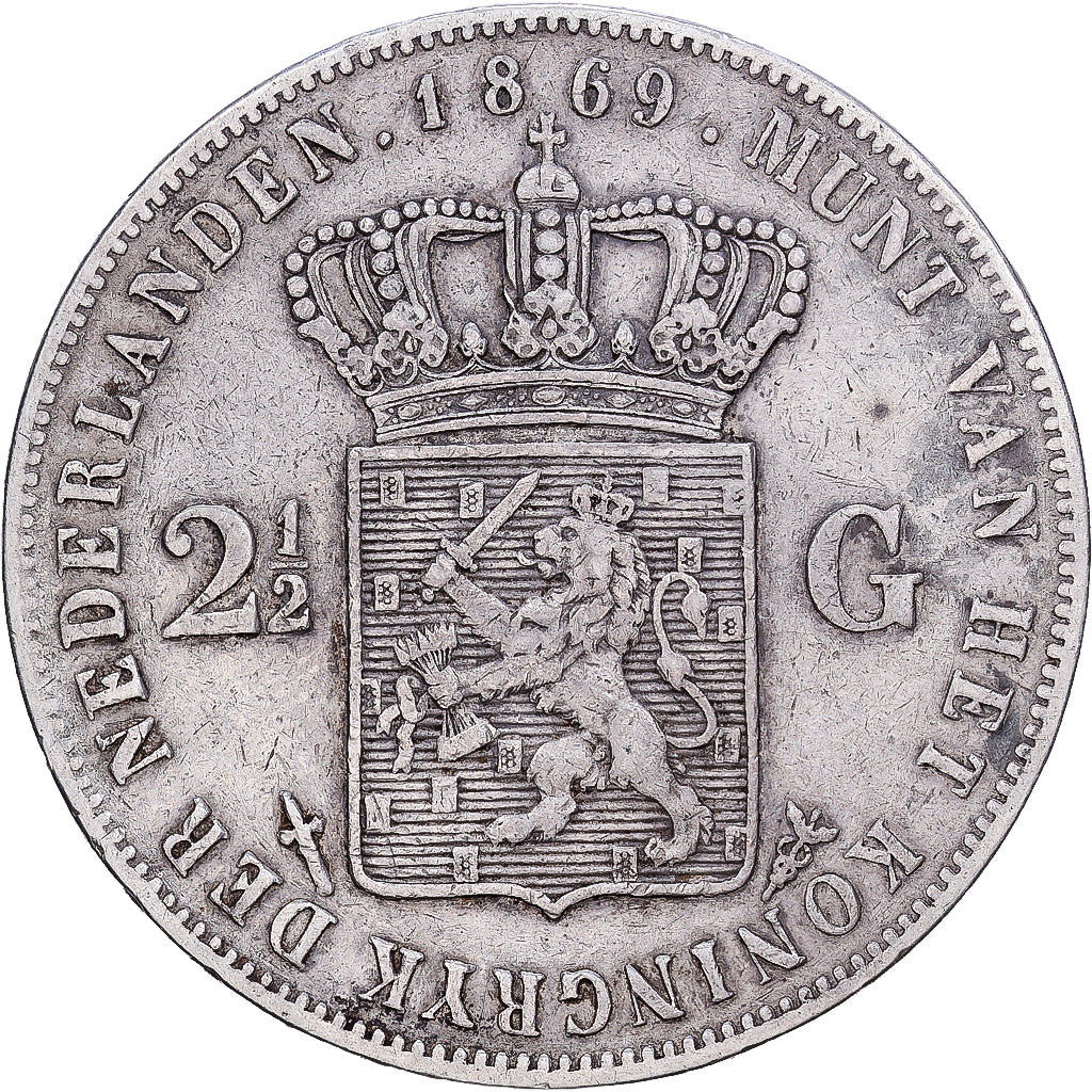 Niederlande, William III, 2-1/2 Gulden, 1869, Silber, SS, KM:82