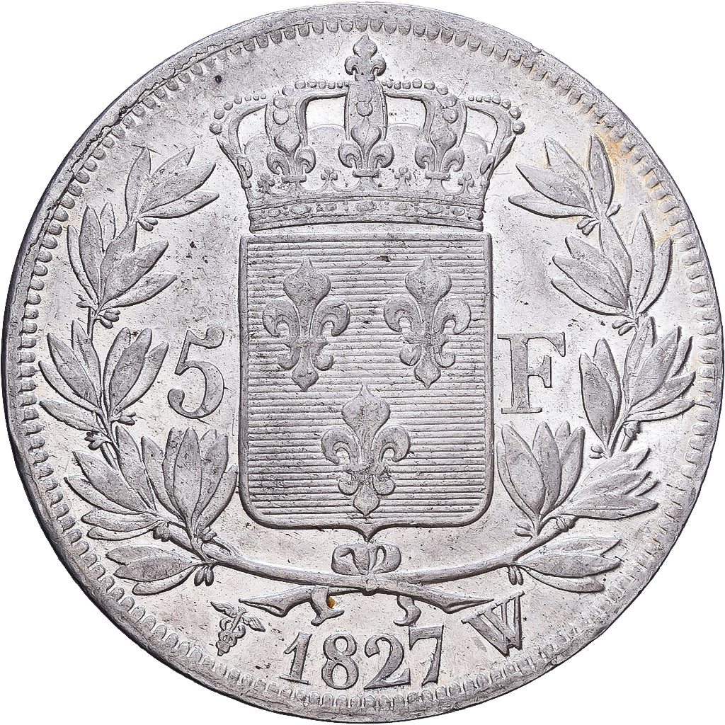 Moneta, Francja, Charles X, 5 Francs, 1827, Lille, Rare in this quality