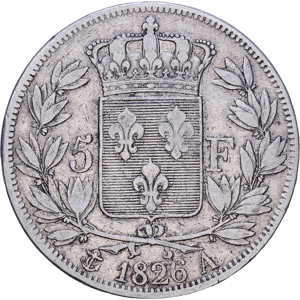 France, Charles X, 5 Francs, 1826, Paris, VF(20-25), Silver, KM:720.1