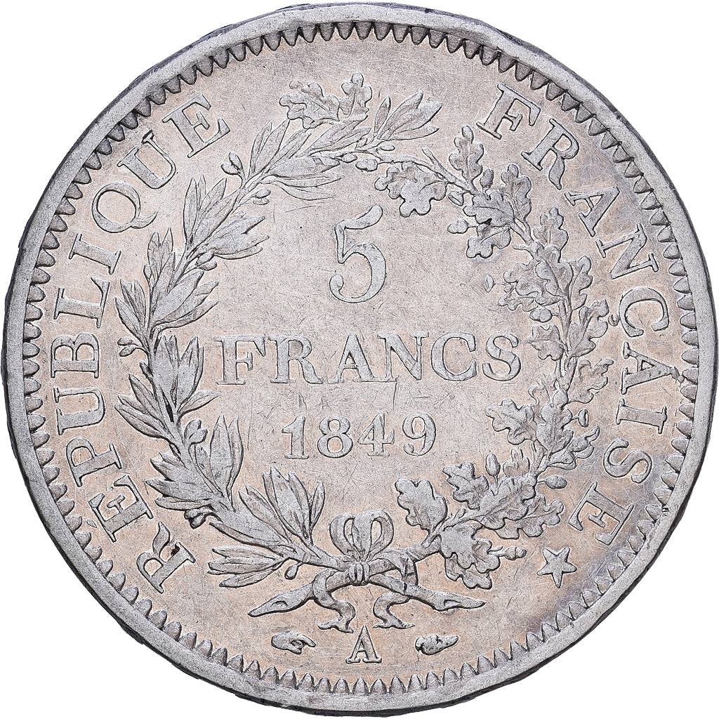 Francja, 5 Francs, Hercule, 1849, Paris, Srebro, EF(40-45), Gadoury:683