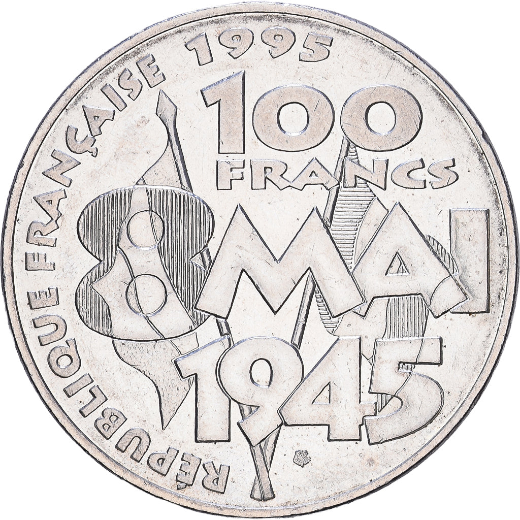 Münze, Frankreich, 8 mai 1945, 100 Francs, 1995, Paris, VZ+, Silber, KM:1116.1