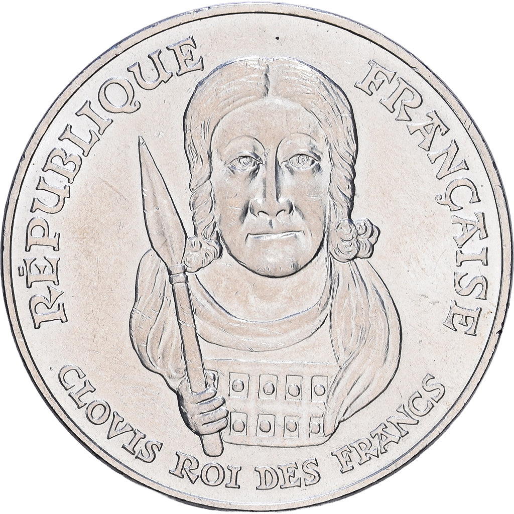 Moneta, Francja, Clovis, 100 Francs, 1996, Paris, AU(55-58), Srebro, KM:1180