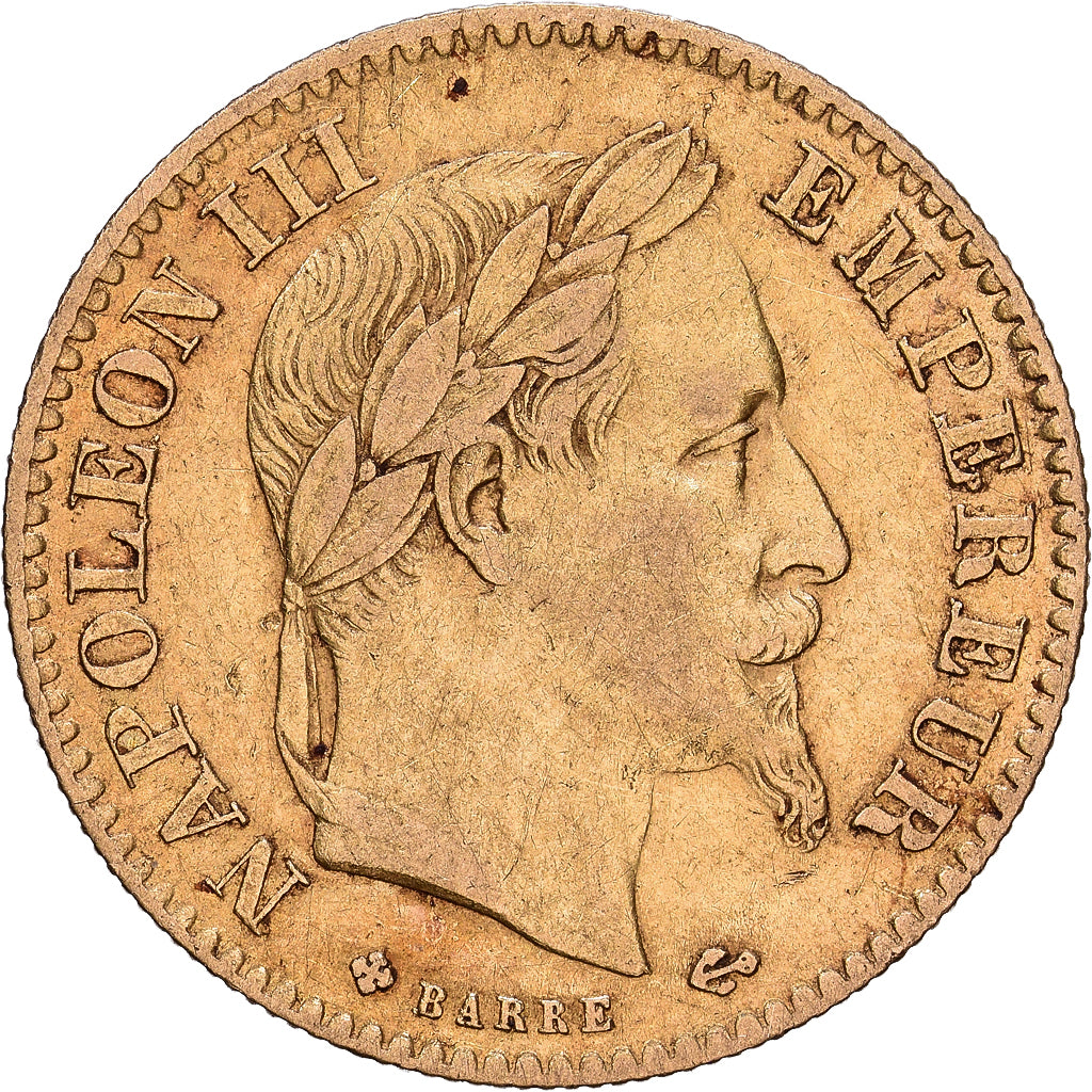 France, Napoleon III, 10 Francs, 1865, Strasbourg, Gold, VF(30-35)