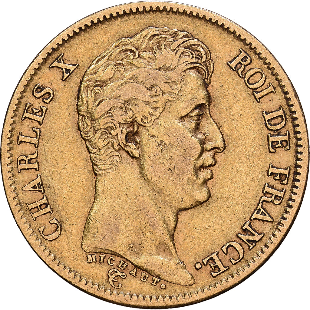 Munten, Frankrijk, Charles X, 40 Francs, 1824, Paris, ZF, Goud, KM:721.1