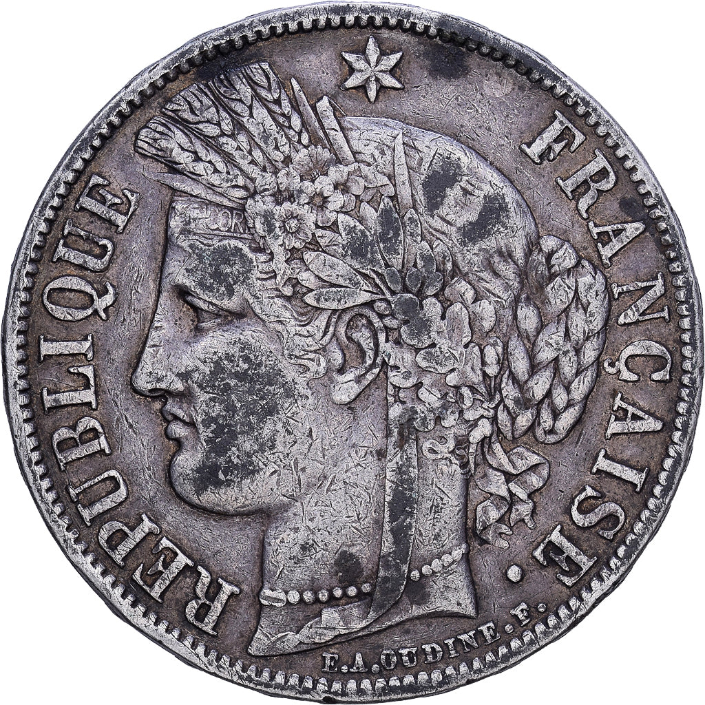 Francia, Cérès, 5 Francs, 1850, Paris, MB+, Argento, KM:761.1, Gadoury:719