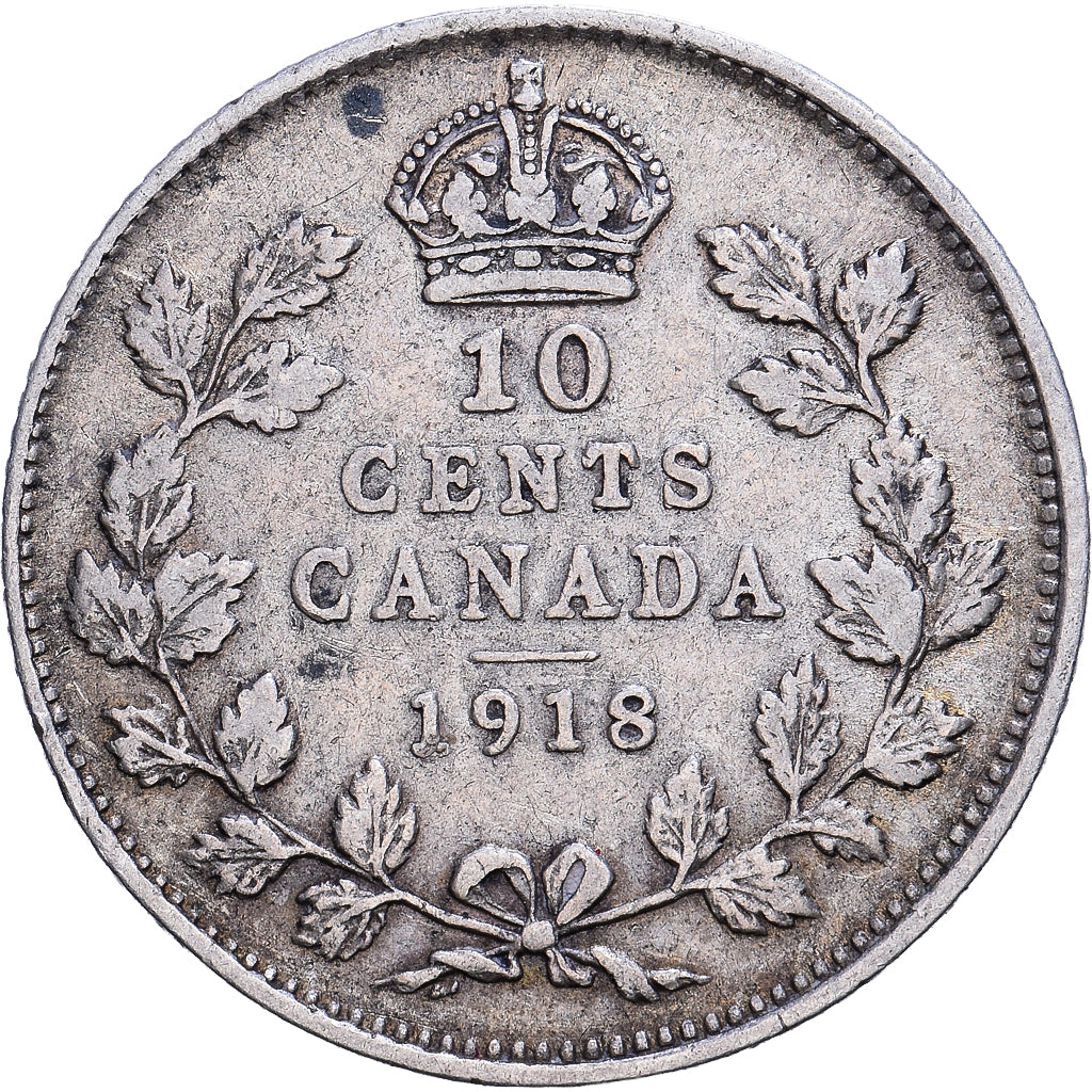 Kanada, George V, 10 Cents, 1918, Royal Canadian Mint, Silber, SS+, KM:23