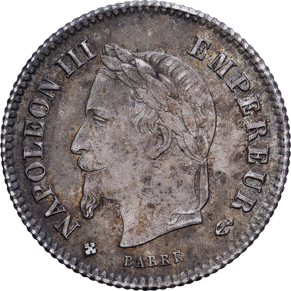 Frankrijk, Napoleon III, 20 Centimes, 1867, Strasbourg, ZF, Zilver, KM:808.2, Le