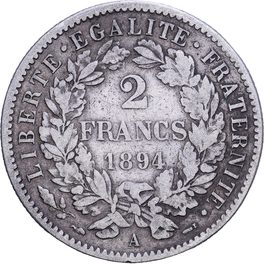 Monnaie, France, Cérès, 2 Francs, 1894, Paris, TB+, Argent, Gadoury:530a
