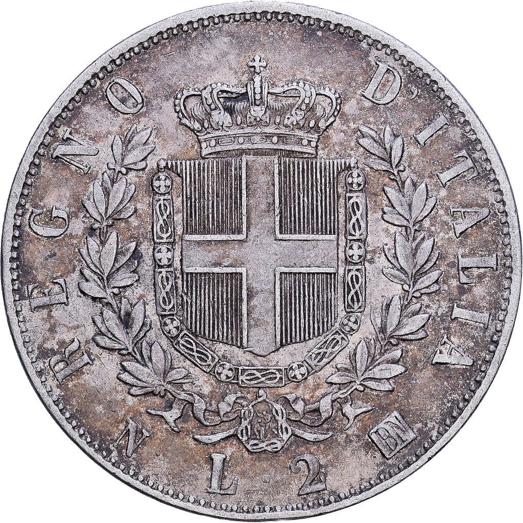Moeda, Itália, Vittorio Emanuele II, 2 Lire, 1863, Naples, VF(30-35), Prata