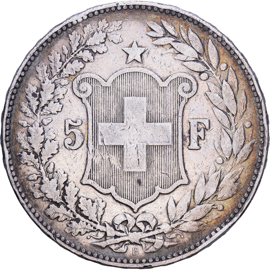 Schweiz, 5 Francs, 1890, Bern, S+, Silber, KM:34