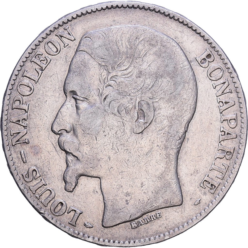 Moneta, Francia, Napoléon III, 5 Francs, 1852, Paris, MB+, Argento, KM:773.1