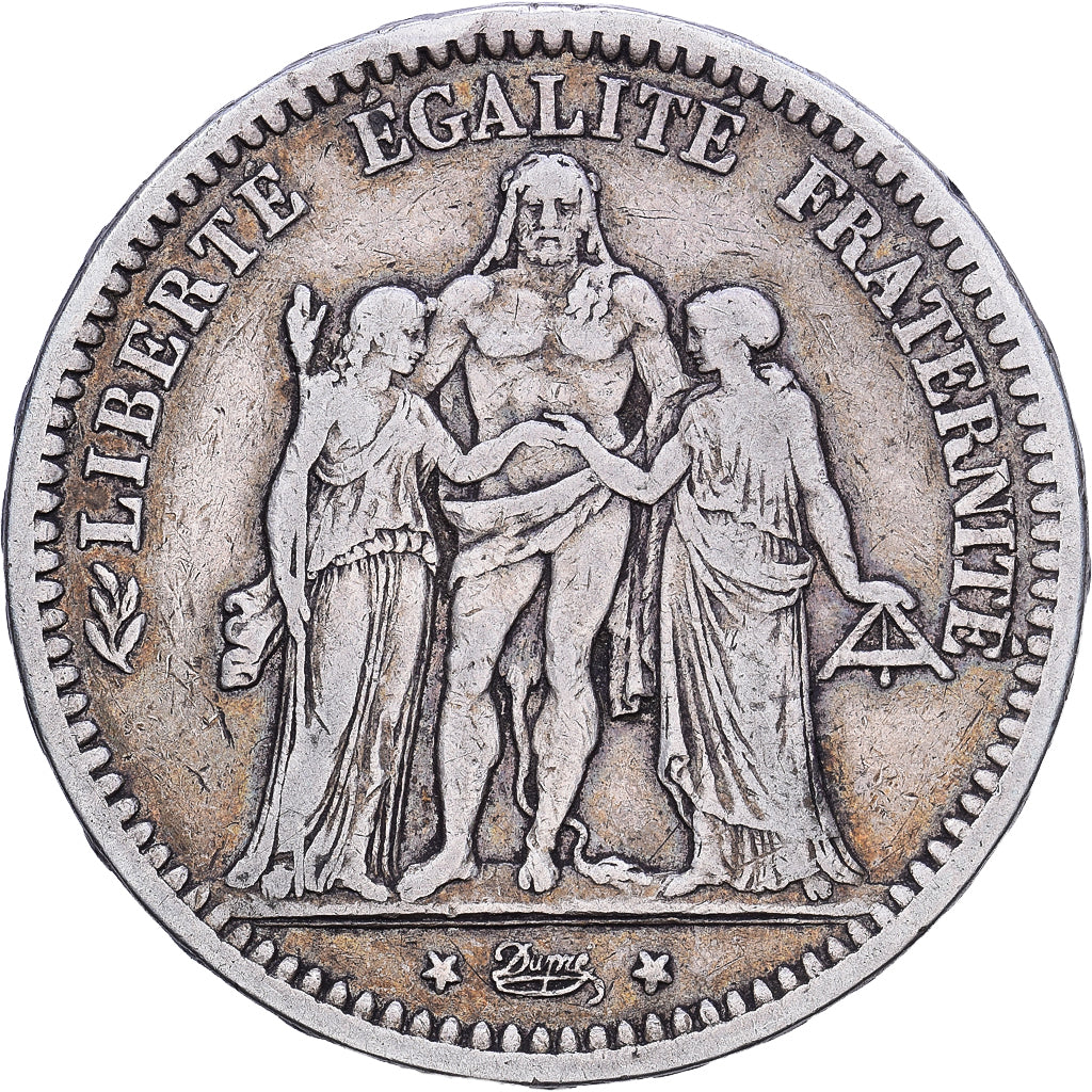 France, Hercule, 5 Francs, 1871, Paris, VF(30-35), Silver, KM:820.1, Gadoury:745