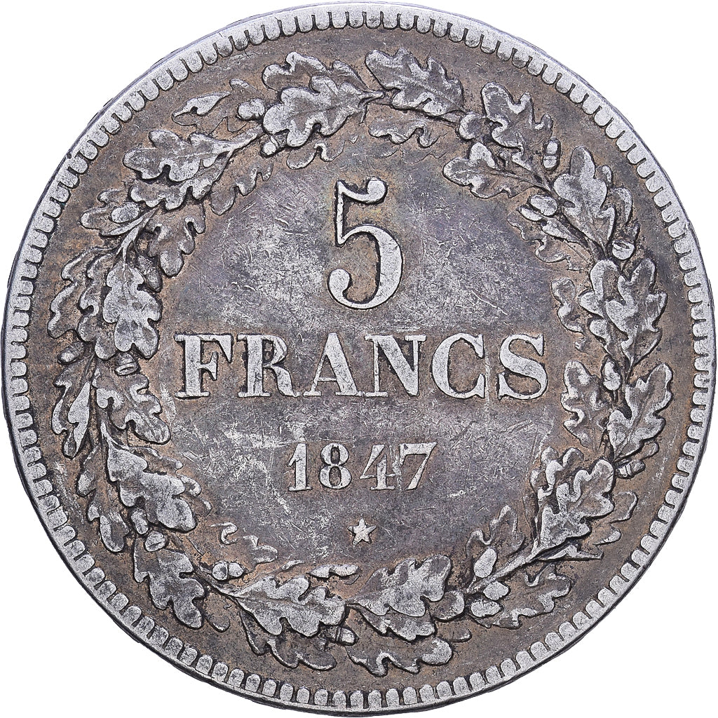 Belgium, Leopold I, 5 Francs, 5 Frank, 1847, Brussels, Silver, EF(40-45), KM:3.2
