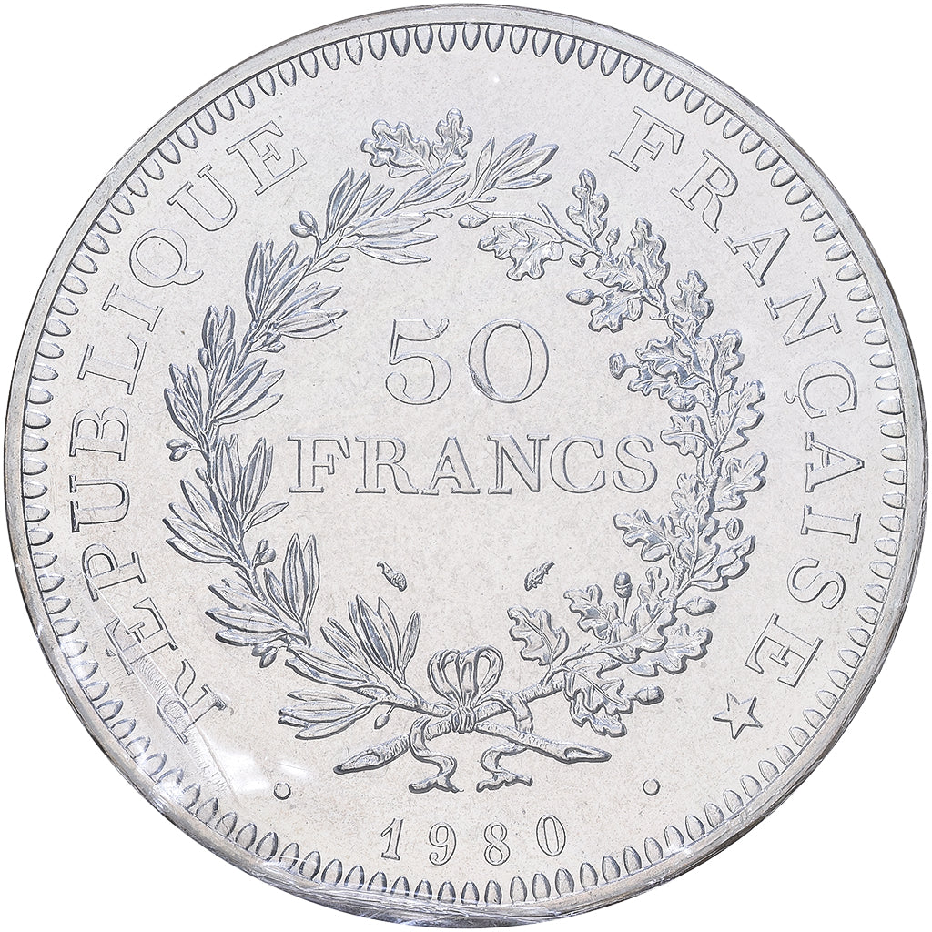 Francja, Hercule, 50 Francs, 1980, Paris, série FDC, MS(65-70), Srebro, KM:941