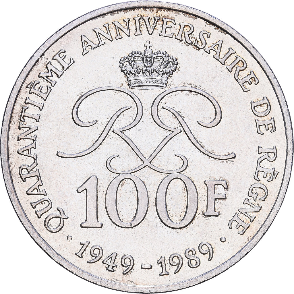 Munten, Monaco, Rainier III, 100 Francs, 1989, PR, Zilver, KM:164