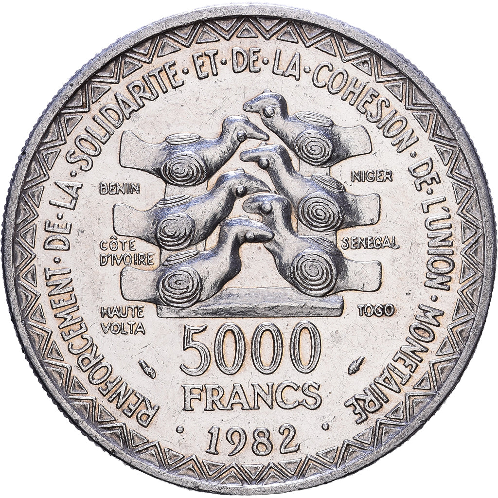 États de l'Afrique de l'Ouest, 5000 Francs, 1982, Argent, SUP, KM:11