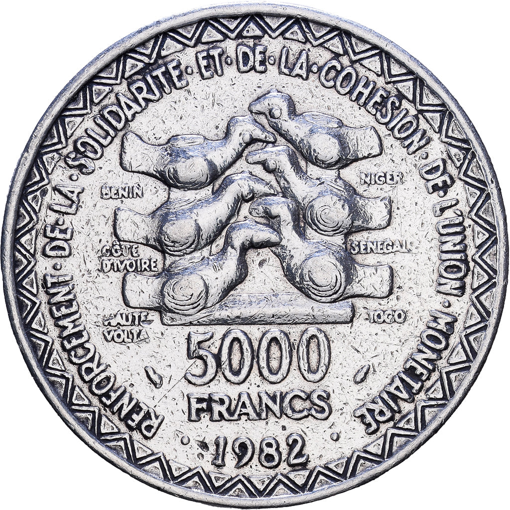 West African States, 5000 Francs, 1982, Silber, SS, KM:11