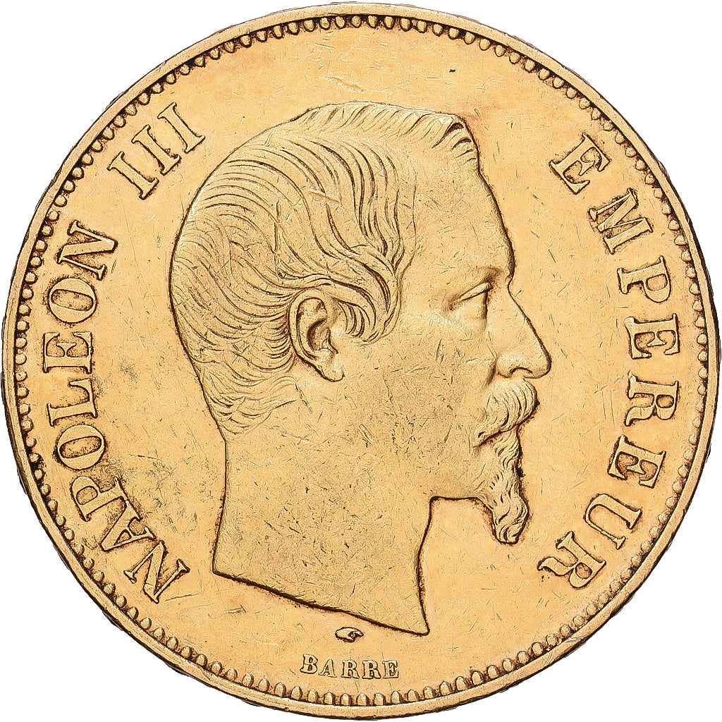 France, Napoleon III, 100 Francs, 1857, Paris, AU(50-53), Gold, KM 786.1