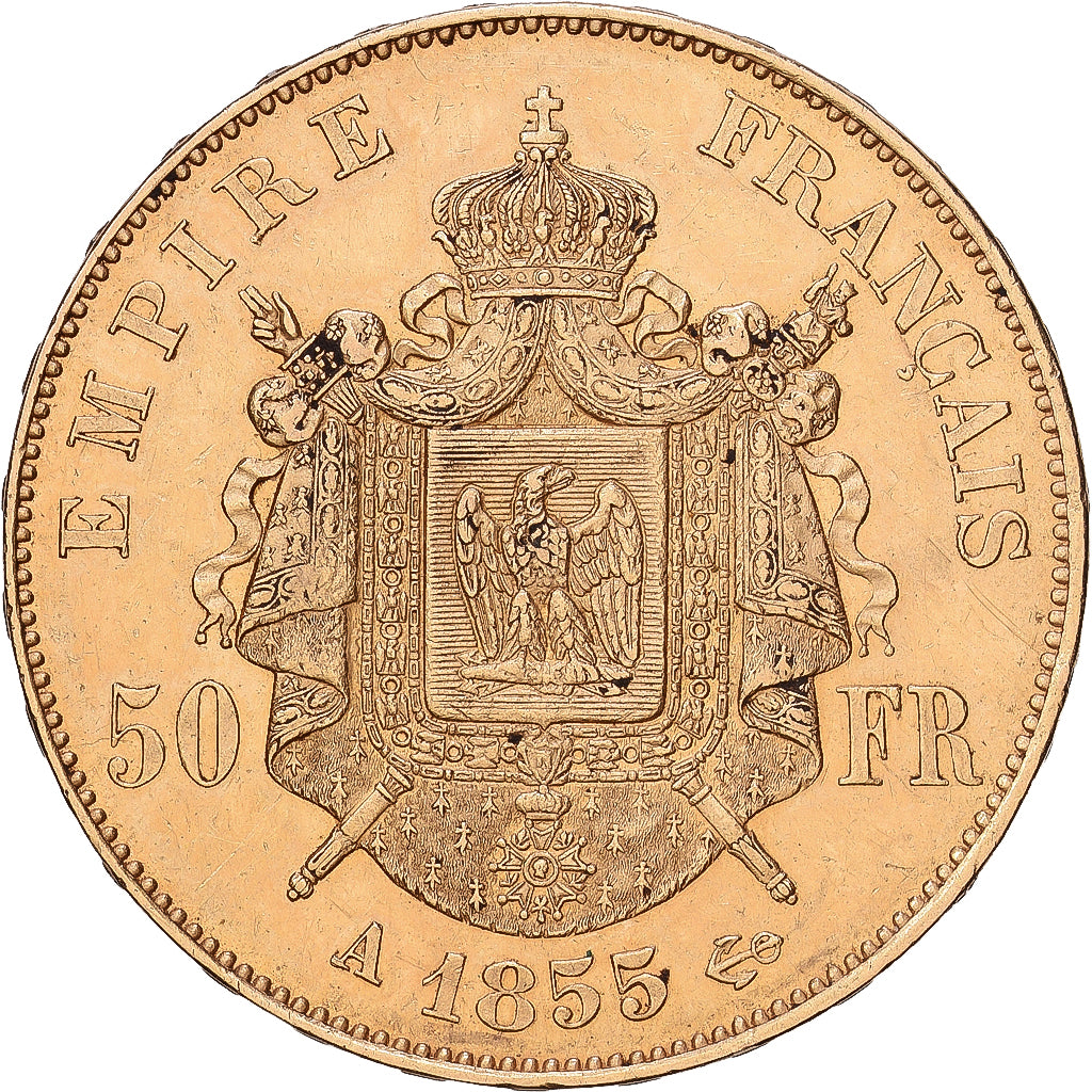 Frankrijk, Napoleon III, 50 Francs, 1855, Paris, Goud, ZF, KM:785.1