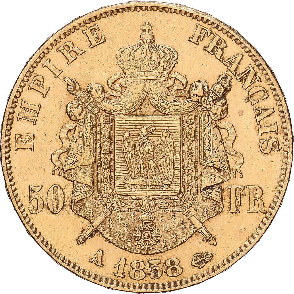 Monnaie, France, Napoleon III, 50 Francs, 1858, Paris, TTB+, Or, Gadoury:1111
