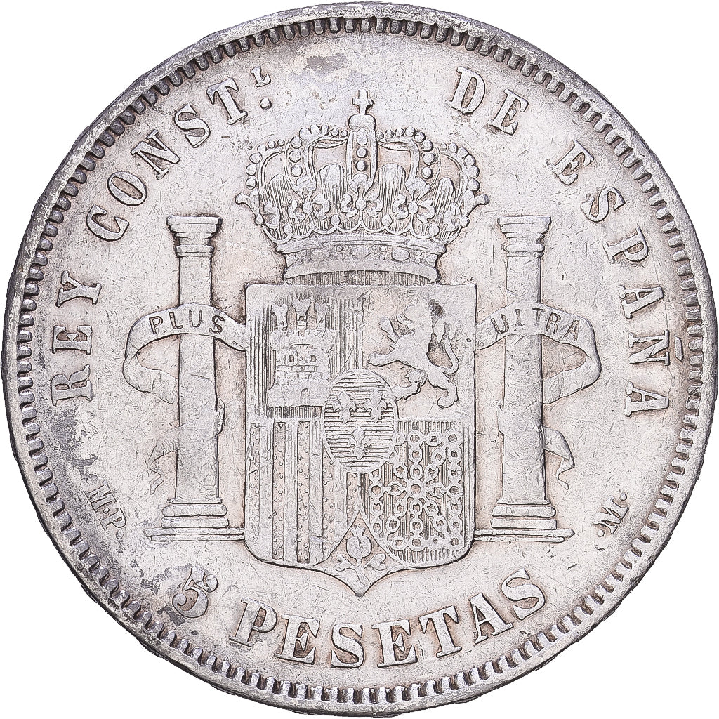Espagne, Alfonso XIII, 5 Pesetas, 1889, Madrid, Argent, TB+, KM:689