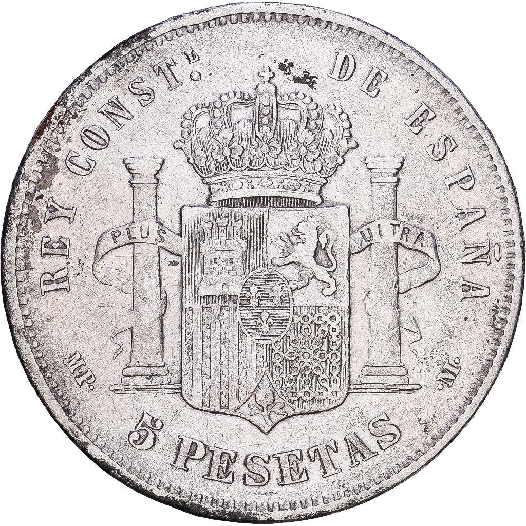 Espagne, Alfonso XIII, 5 Pesetas, 1888, Madrid, Argent, TB+, KM:689