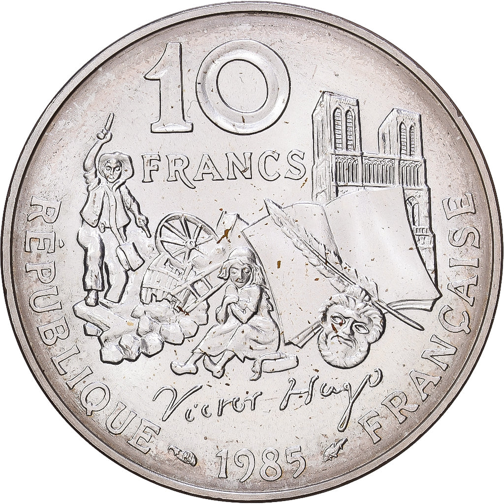 Frankreich, 10 Francs, Victor Hugo, 1985, Paris, BU, Silber, UNC 60, Gadoury:819