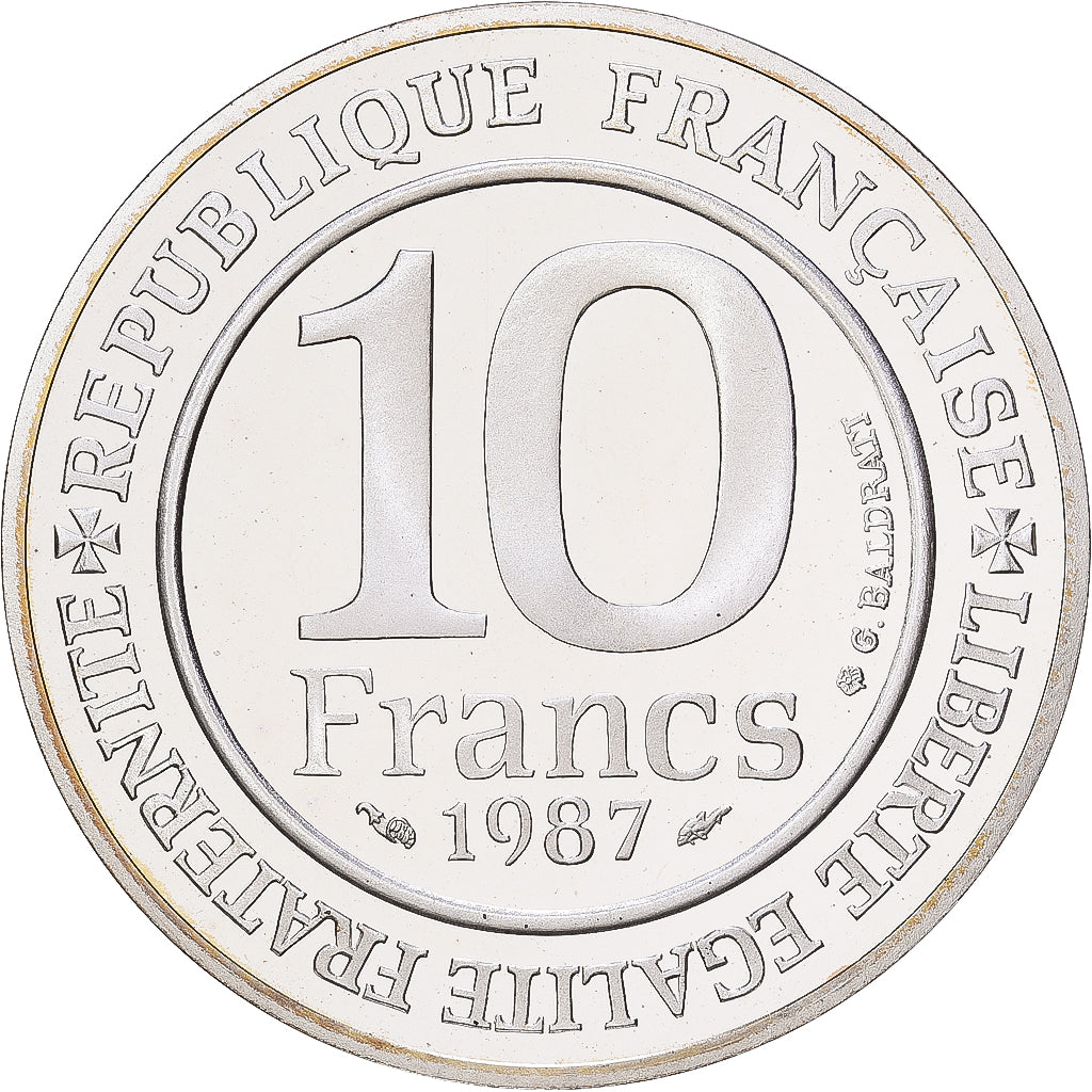 Münze, Frankreich, 10 Francs, 1987, UNZ, Silber, KM:961a, Gadoury:820
