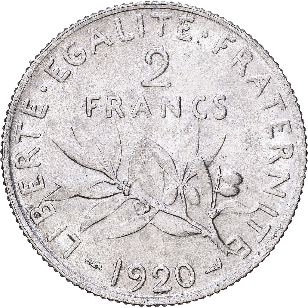 Münze, Frankreich, Semeuse, 2 Francs, 1920, Paris, VZ, Silber, KM:845.1