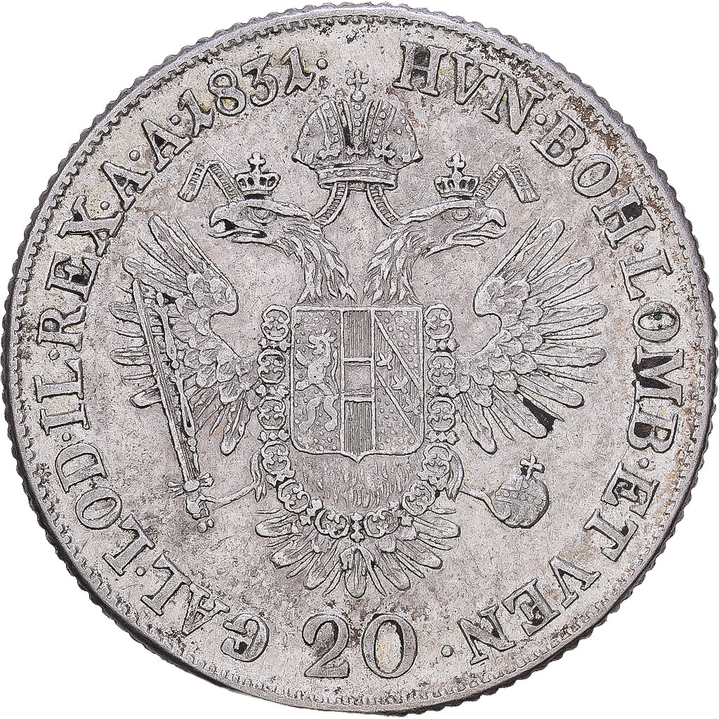 Austria, Franz II (I), 20 Kreuzer, 1831, Milan, Srebro, EF(40-45), KM:2147