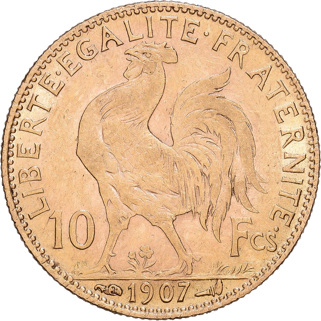 Frankrijk, 10 Francs, Marianne, 1907, Paris, Goud, ZF, Gadoury:1017, KM:846