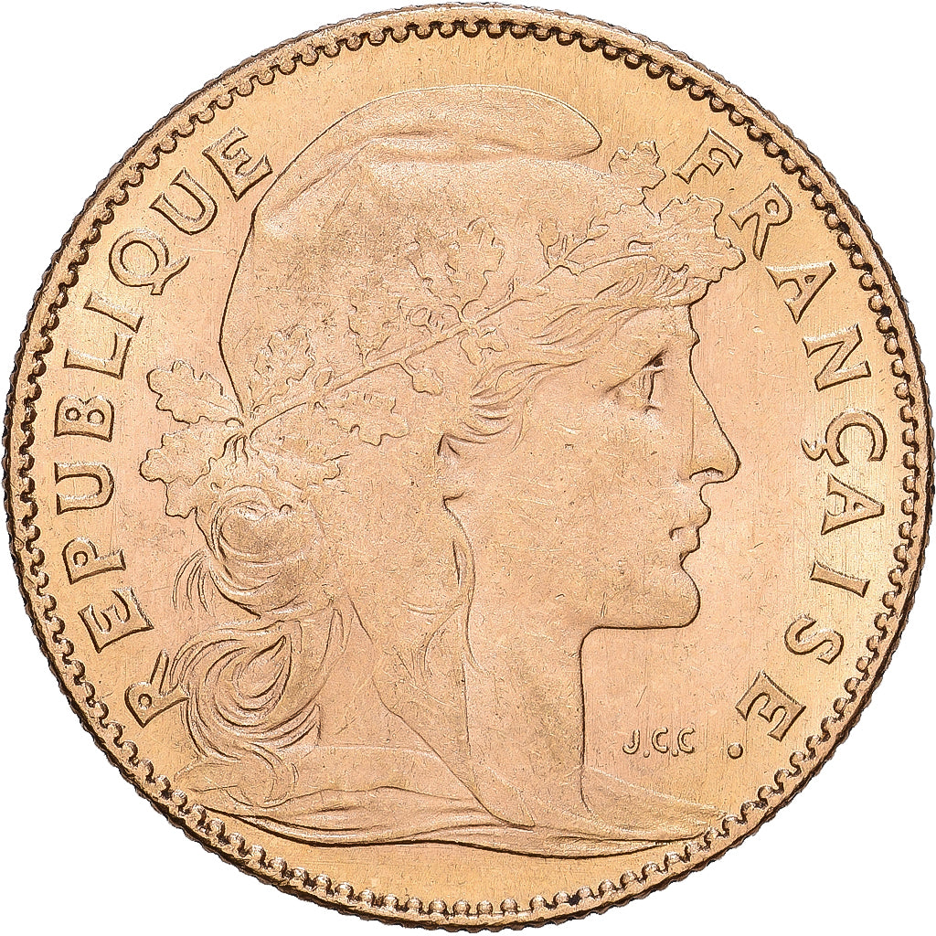 Munten, Frankrijk, Marianne, 10 Francs, 1908, Paris, ZF, Goud, KM:846