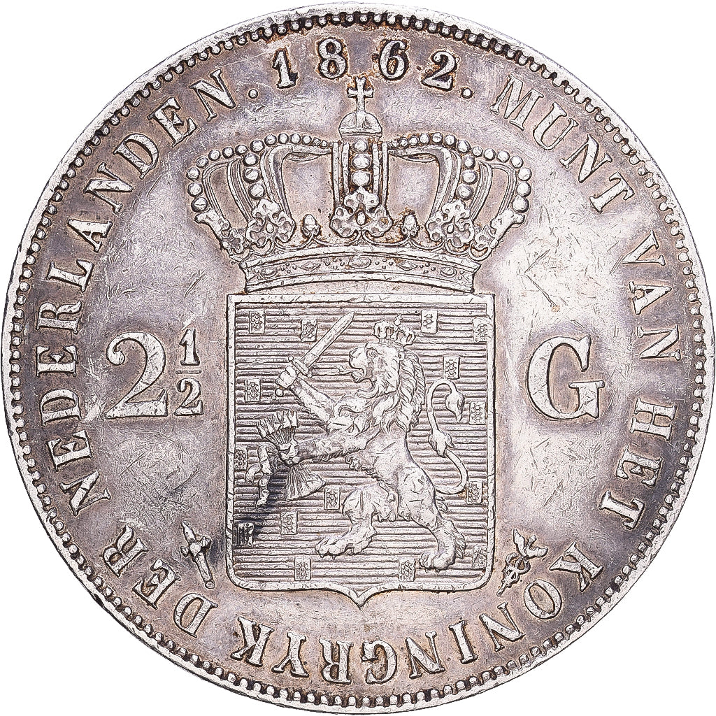 Netherlands, William III, 2-1/2 Gulden, 1862, Silver, EF(40-45), KM:82
