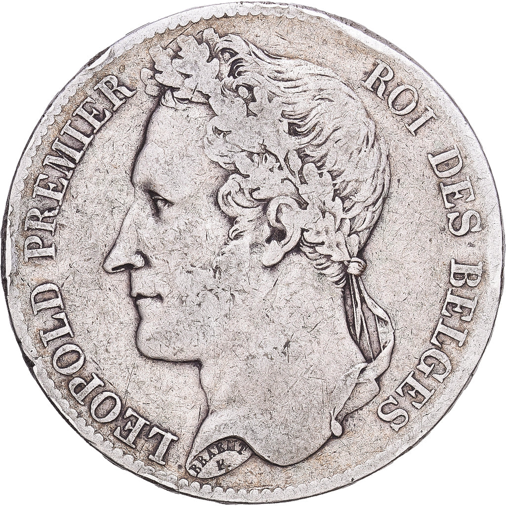 Belgia, Leopold I, 5 Francs, 1849, Brussels, Tranche A, VF(30-35), Srebro, KM:3