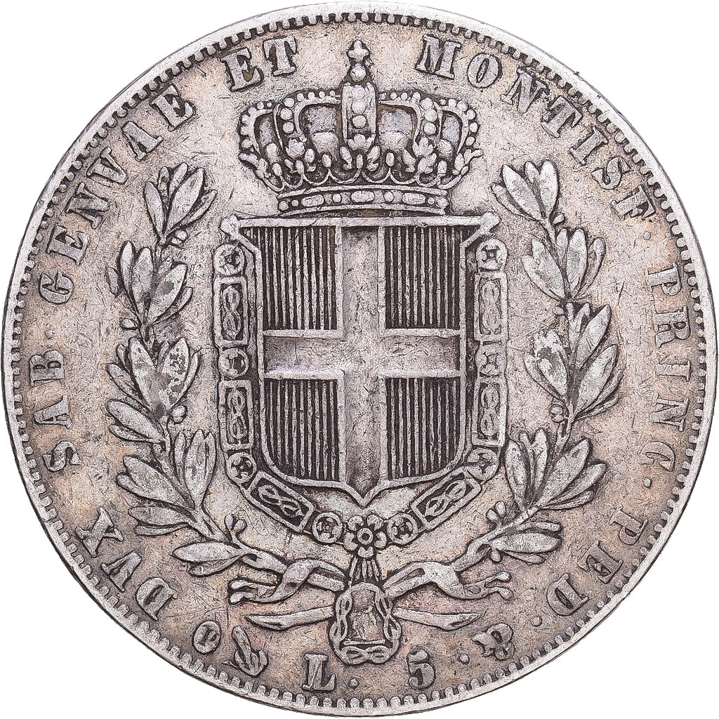 Moneda, Estados italianos, SARDINIA, Carlo Alberto, 5 Lire, 1847, Genoa, MBC