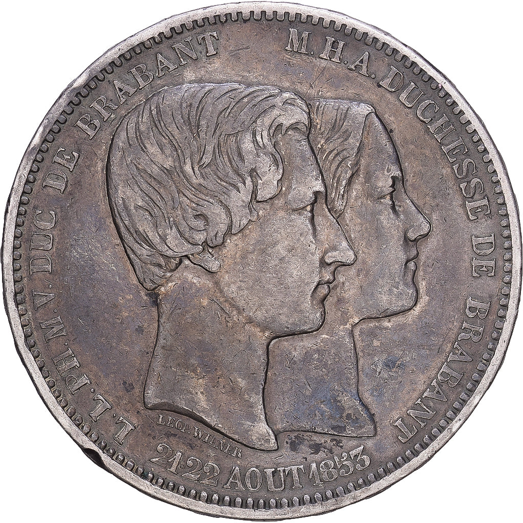 Coin, Belgium, Leopold I, 5 Francs, 1853, EF(40-45), Silver, KM:2.1