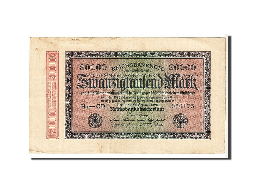 Geldschein, Deutschland, 20,000 Mark, 1923, KM:85c, SS