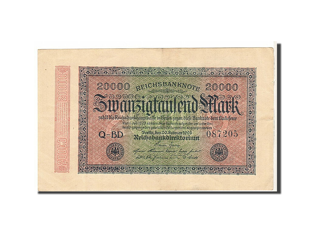 Banknote, Germany, 20,000 Mark, 1923, KM:85b, AU(50-53)