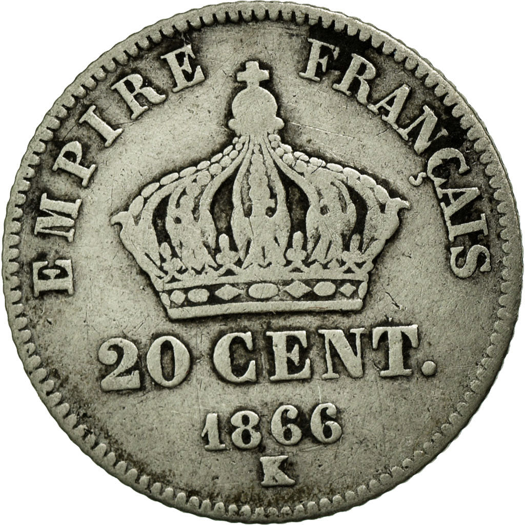 Coin, France, Napoleon III, Napoléon III, 20 Centimes, 1866, Bordeaux