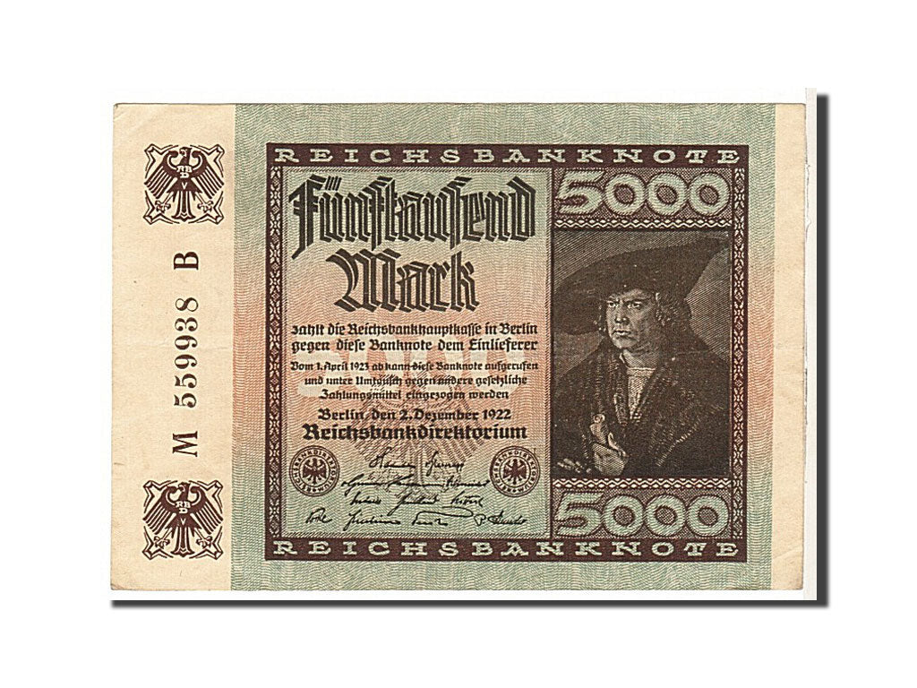 Billete, 5000 Mark, 1922, Alemania, MBC