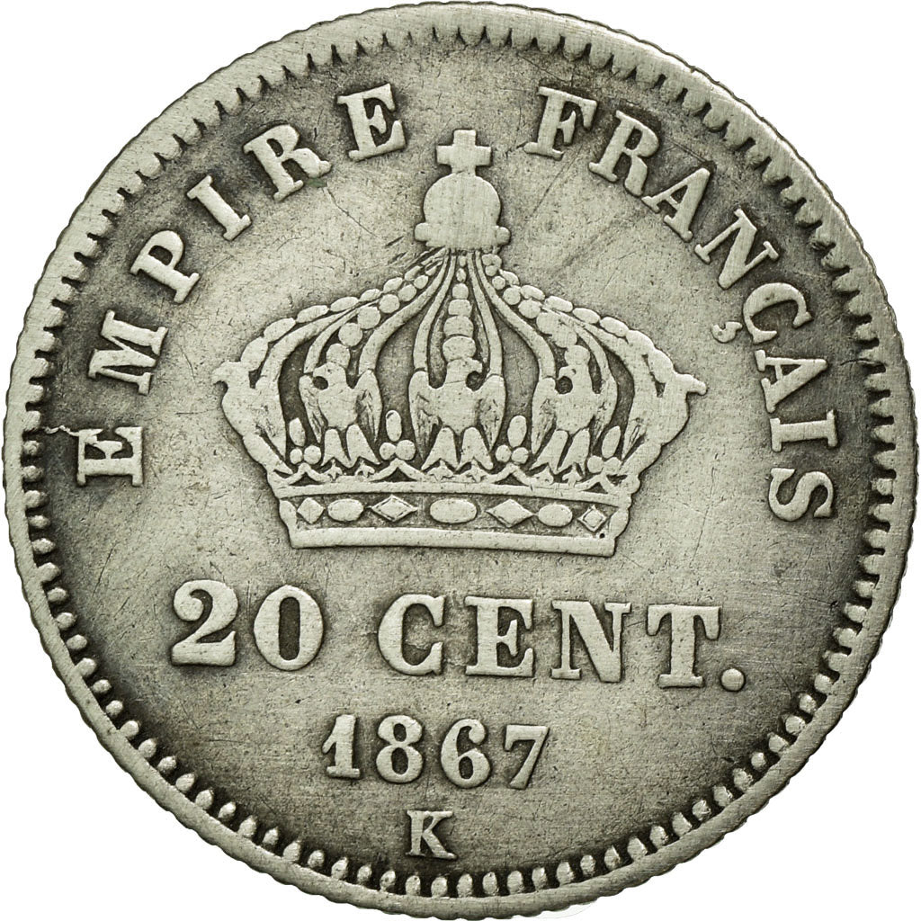 Monnaie, France, Napoleon III, Napoléon III, 20 Centimes, 1867, Bordeaux, TB+