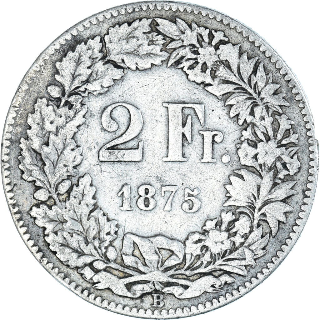 Coin, Switzerland, 2 Francs, 1875, Bern, VF(20-25), Silver, KM:21
