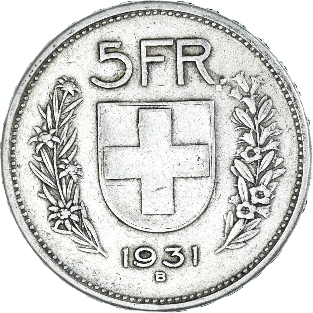 Coin, Switzerland, 5 Francs, 1931, Bern, EF(40-45), Silver, KM:40