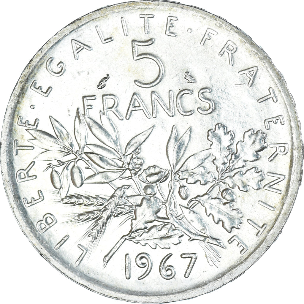 Coin, France, Semeuse, 5 Francs, 1967, Paris, MS(60-62), Silver, KM:926