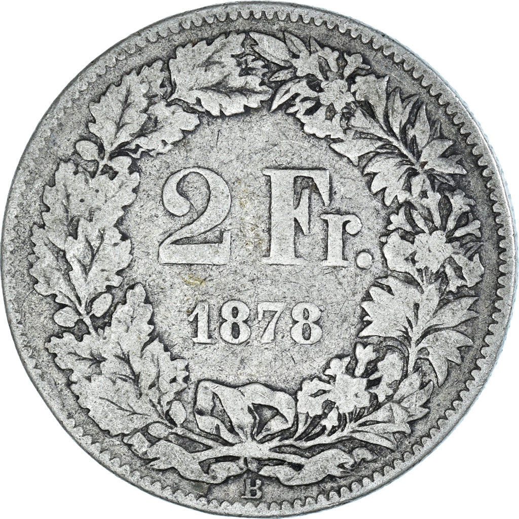 Coin, Switzerland, 2 Francs, 1878, Bern, VF(20-25), Silver, KM:21