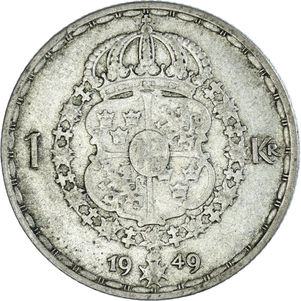 Coin, Sweden, Gustaf V, Krona, 1949, VF(30-35), Silver, KM:814