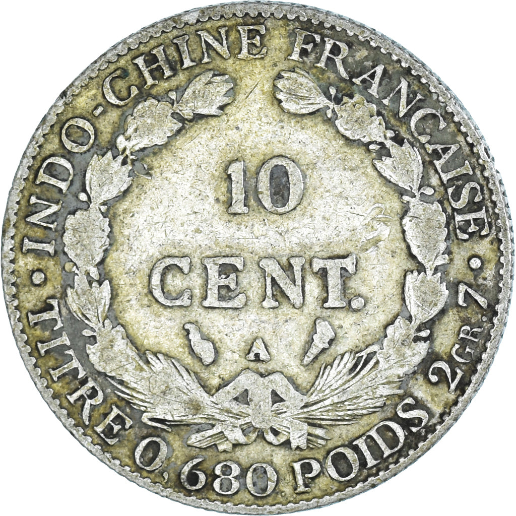Moneta, INDOCINA FRANCESE, 10 Cents, 1925, Paris, MB+, Argento, KM:16.1