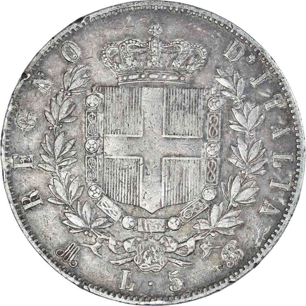 Coin, Italy, Vittorio Emanuele II, 5 Lire, 1870, Milan, VF(30-35), Silver