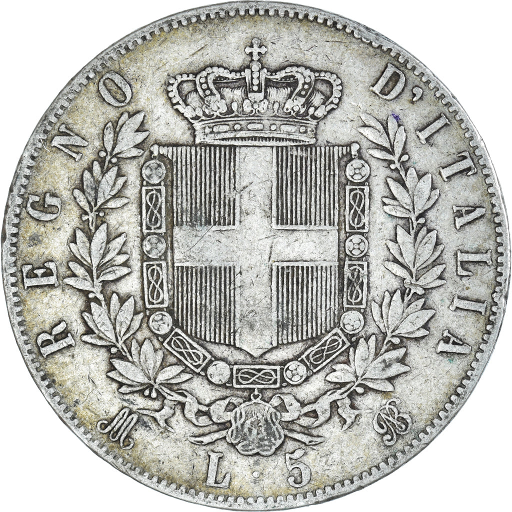 Coin, Italy, Vittorio Emanuele II, 5 Lire, 1871, Milan, VF(30-35), Silver